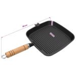 Sartén grill Hierro fundido Mango de madera VidaXL Negro – Image 5