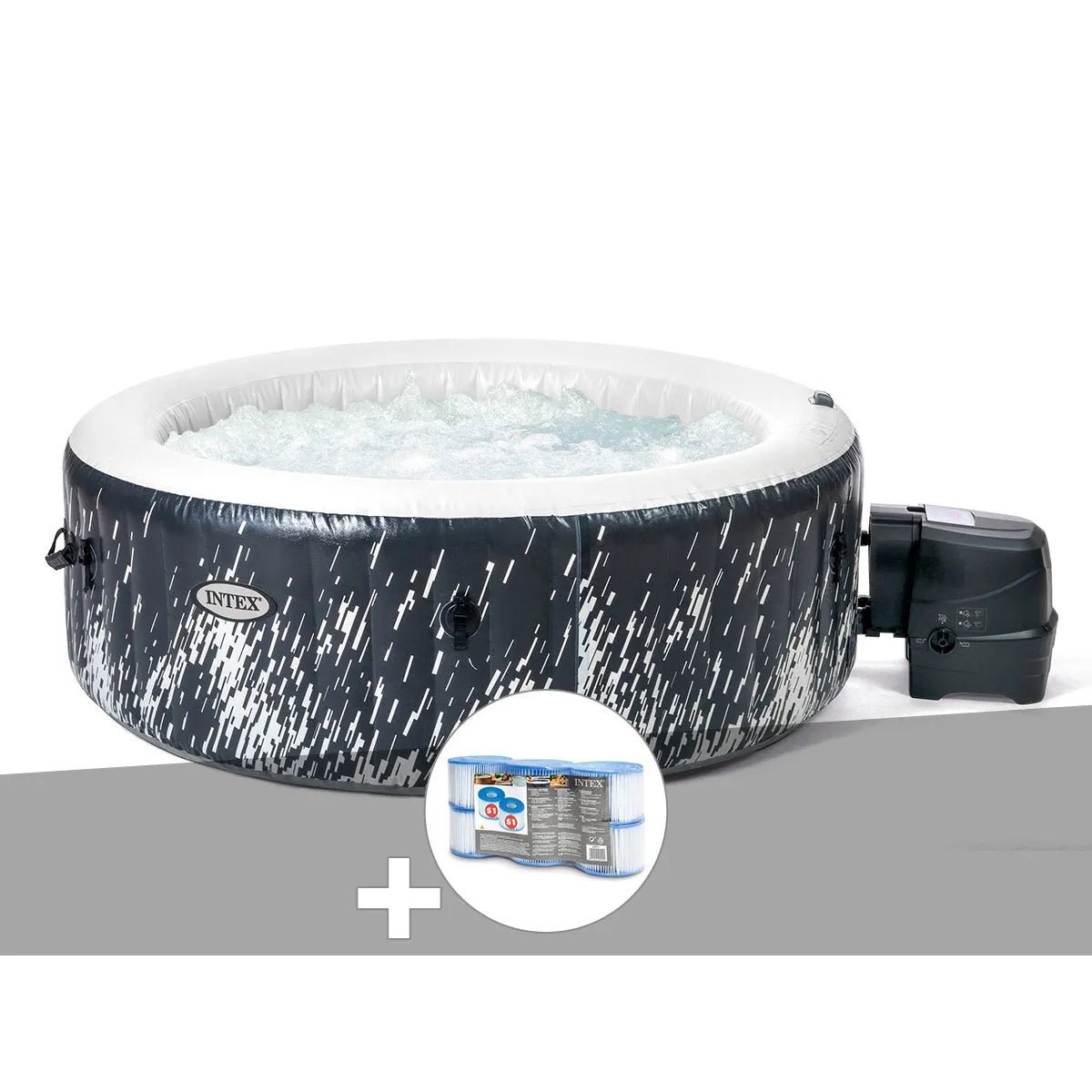 96de663bb3b04a358ef47b8677d17feb.jpg Kit spa hinchable Intex PureSpa Galaxie Rond burbujas 4 Places MKR00014316480 – Image 1