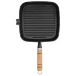 Sartén grill Hierro fundido Mango de madera VidaXL Negro – Image 2